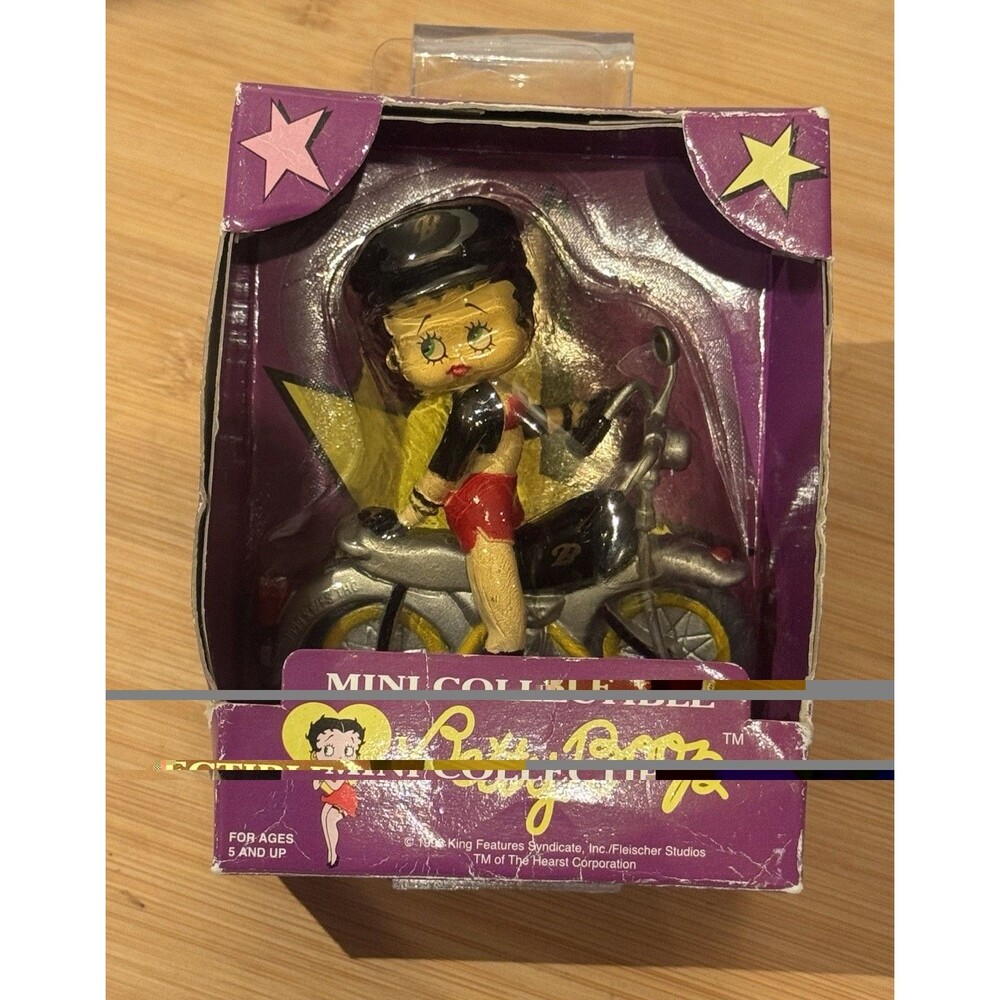 VTG 1998 King Betty Boop Biker Chick Motorcycle Mini Figurine 4 1/4" PVC NOS